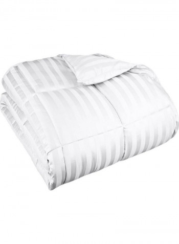3-Piece King Size Comfort Duvet Insert Stripe with Pillow Cotton White 240 x 260cm