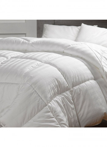 3-Piece King Size Comfort Duvet Insert Stripe with Pillow Cotton White 240 x 260cm
