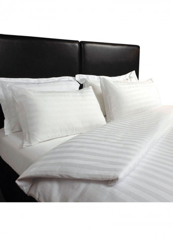 3-Piece King Size Comfort Duvet Insert Stripe with Pillow Cotton White 240 x 260cm