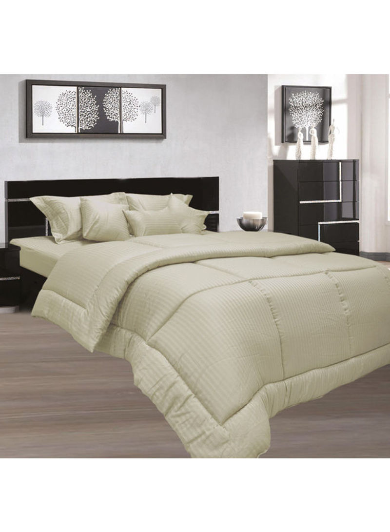 5-Pieces Comforter Set Cotton Double Cotton Beige 220x240cm