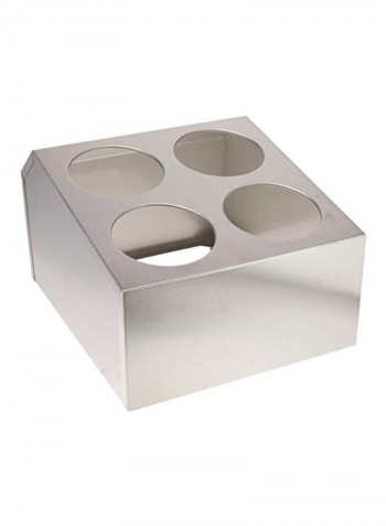 4 Hole Flatware Cylinder Holder Silver