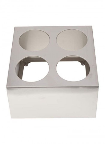4 Hole Flatware Cylinder Holder Silver