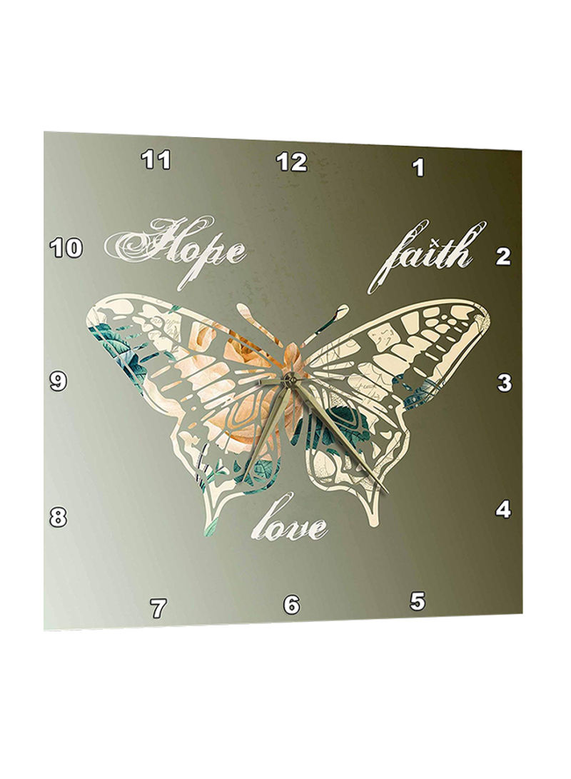 Butterfly Printed Wall Clock Multicolour 13 x 13inch