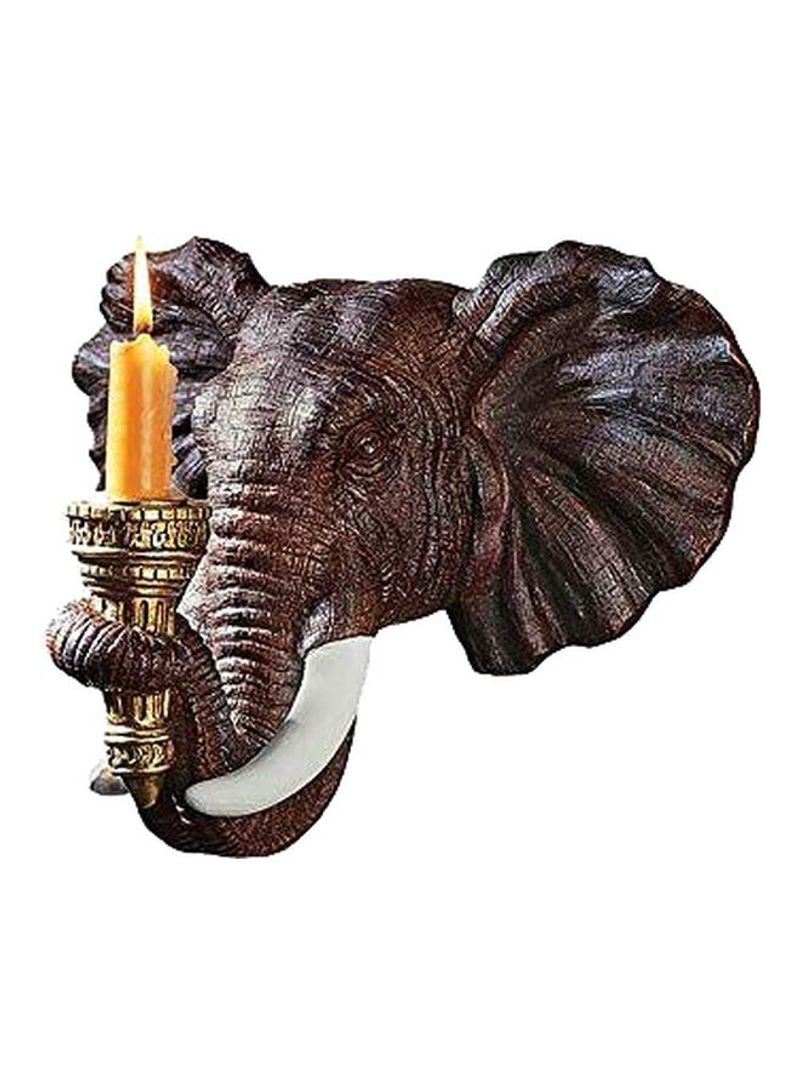 African Elephant Candle Holder Brown 12inch