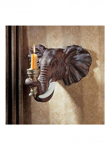 African Elephant Candle Holder Brown 12inch