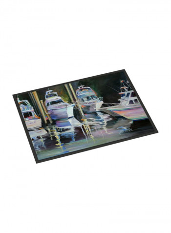 Deep Sea Fishing Boats Indoor/Outdoor Mat Multicolour 11 x 11inch