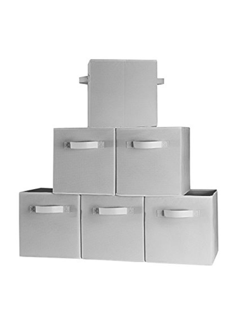 6-Piece Storage Cube Bin Grey