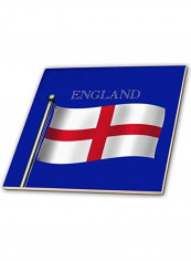 Flag Of England Waving Printed Decorative Tile Blue/White/Red