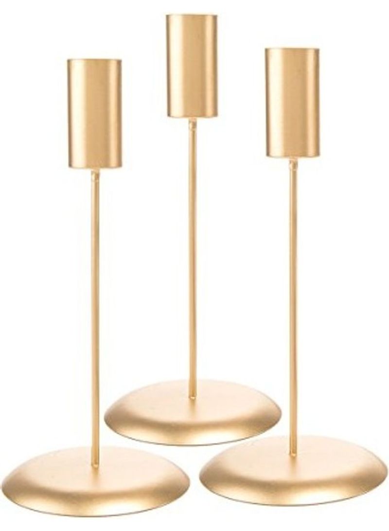 3-Piece Candle Holders Gold 3.5x8inch