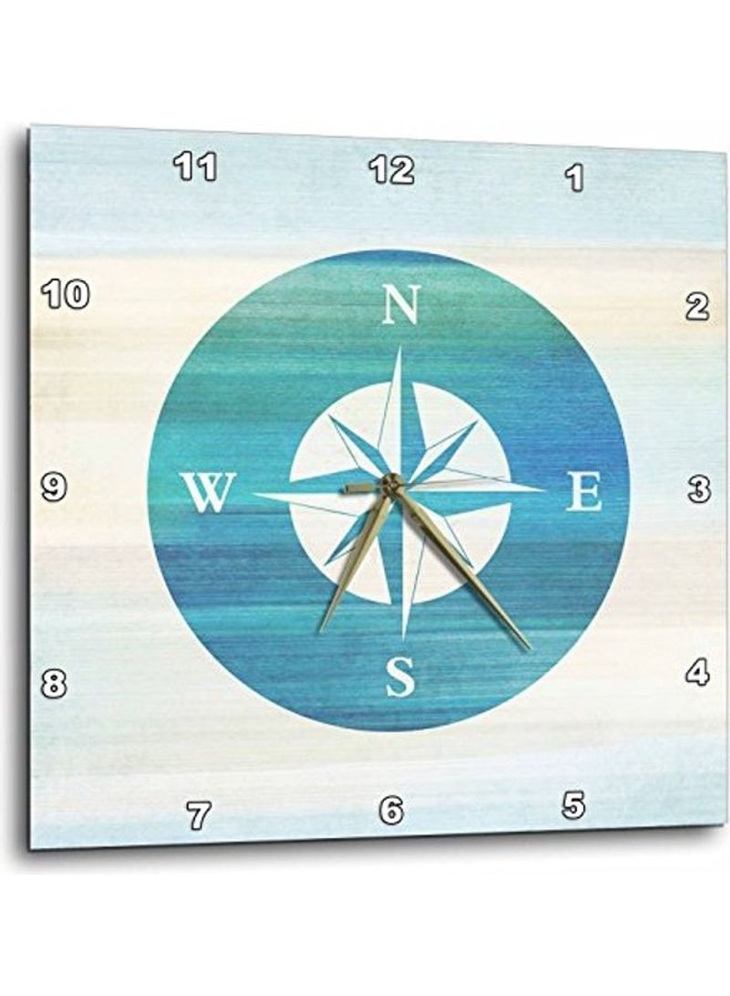 Compass Printed Analog Wall Clock Multicolour 13x13x0.1inch