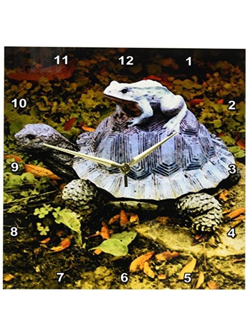 Garden Turtle Printed Wall Clock Multicolour 13x13inch