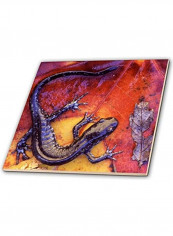 Spotted Salamander Printed Decorative Tile Brown/Yellow/Blue