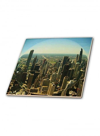 Chicago Skyline Printed Ceramic Tile Multicolour