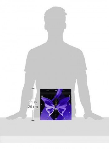 DPP 101431 1 One Large Butterfly On An Abstract Wall Clock Purple 10x10inch
