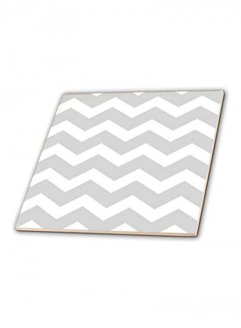 Zig Zag Chevron Pattern Ceramic Tile Grey/White
