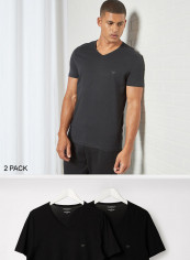 Basic V-Neck T-Shirt (Pack of 2) Black