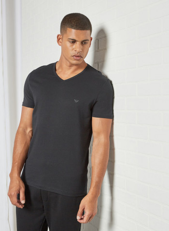 Basic V-Neck T-Shirt (Pack of 2) Black