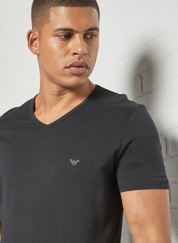 Basic V-Neck T-Shirt (Pack of 2) Black