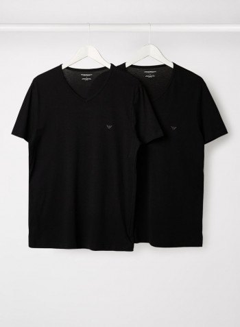 Basic V-Neck T-Shirt (Pack of 2) Black