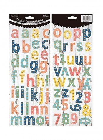 70-Piece Bella! Chipboard Alphabet Set Multicolour