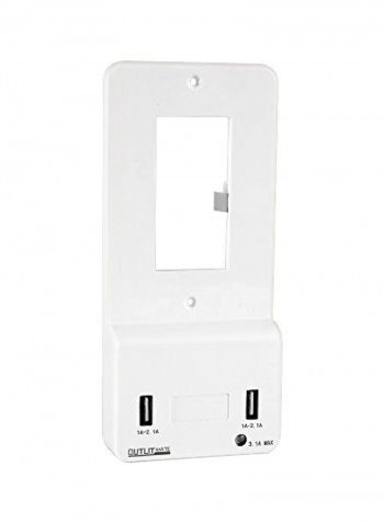 Wall Mount Power Outlet Plate White 3.1x6.8x1.3inch