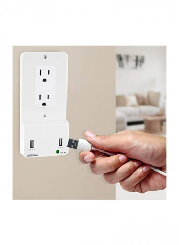 Wall Mount Power Outlet Plate White 3.1x6.8x1.3inch