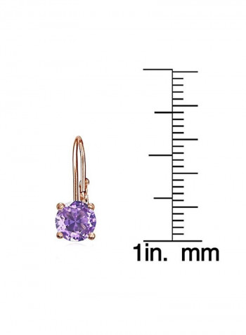 925 Sterling Silver Rose Gold Plated Amethyst Studded Earrings