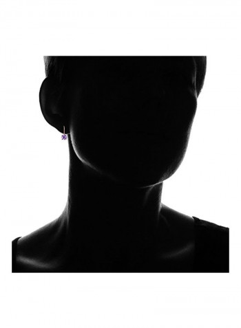 925 Sterling Silver Rose Gold Plated Amethyst Studded Earrings