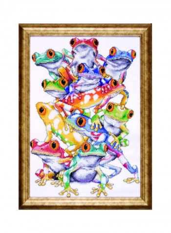 14-Piece Frog Pile Counted Cross Stitch Kit Blue/Green/Pink