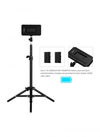 Pack Of 2 LED Video Light Kit 40.4x9x26.5centimeter Black/White