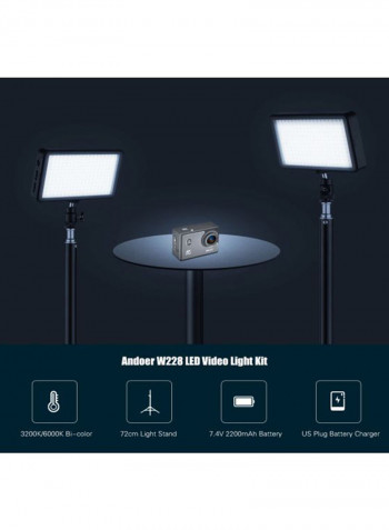 Pack Of 2 LED Video Light Kit 40.4x9x26.5centimeter Black/White