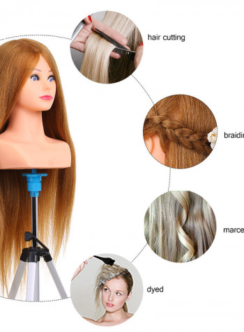 100% Human Female Manikin Head Hairdresser Professional Cosmetology Training Brown 38 x 15 x 24cm