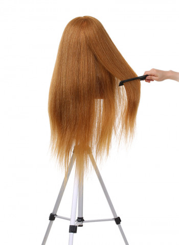 100% Human Female Manikin Head Hairdresser Professional Cosmetology Training بني 38 x 15 x 24سم