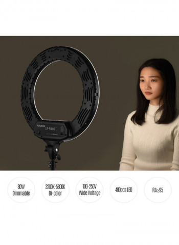 LED Fill-In Ring Light With Carrying Bag 18inch White/Black