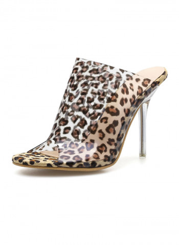 Open Toe Peep Toe Stilettoes Leopard