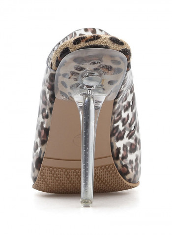 Open Toe Peep Toe Stilettoes Leopard