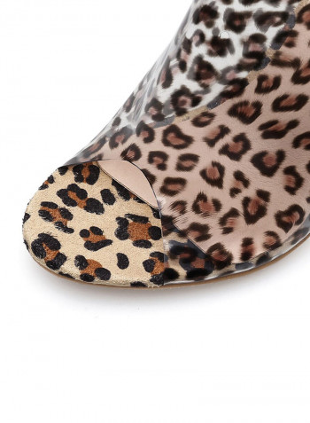 Open Toe Peep Toe Stilettoes Leopard