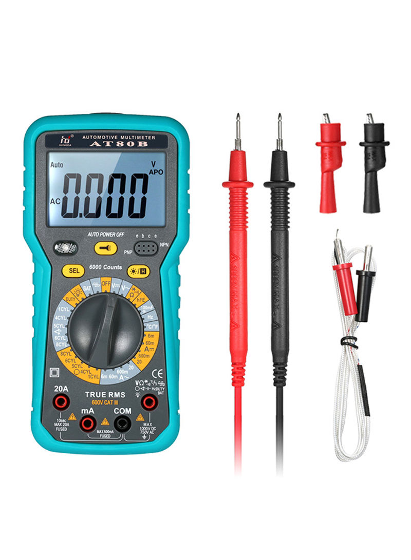 Multi-Functional Handheld Lcd Digital Voltage Current Meter Temperature Resistance Diode Tester Blue green 0.553kg