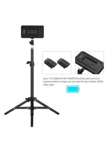 Pack Of 2 LED Video Light Bracket Kit Black
