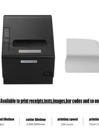 Desktop Themal Receipt Printer 23 x 20.5 x 15centimeter Black