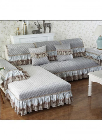 European Style Decorative Sofa Slipcover Grey/Brown
