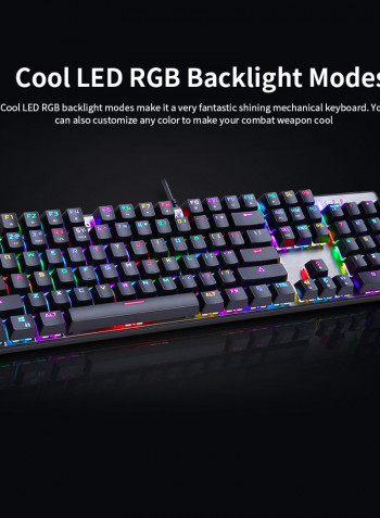 CK104 Wired USB Colourful LED Backlight Mechanical Gaming Keyboard - English And Russian Black