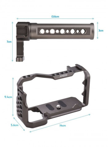 Camera Cage with Top Handle Grip Black