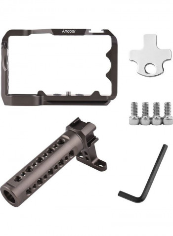 Camera Cage with Top Handle Grip Black