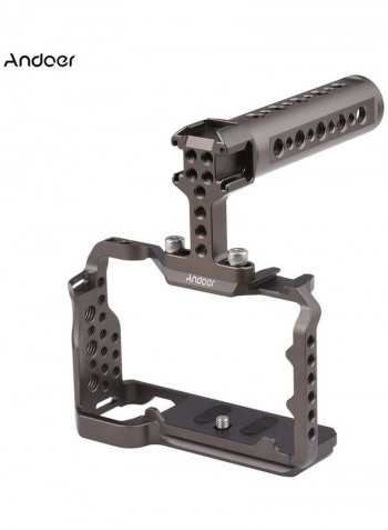 Camera Cage with Top Handle Grip Black