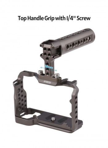 Camera Cage with Top Handle Grip Black