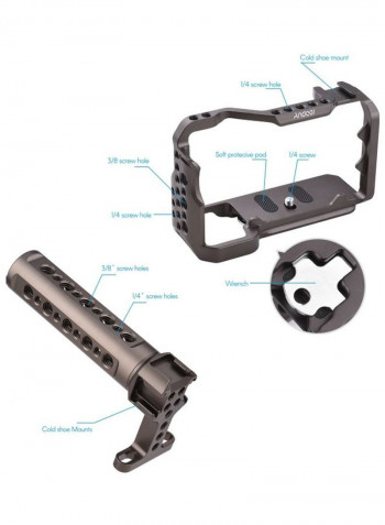 Camera Cage with Top Handle Grip Black