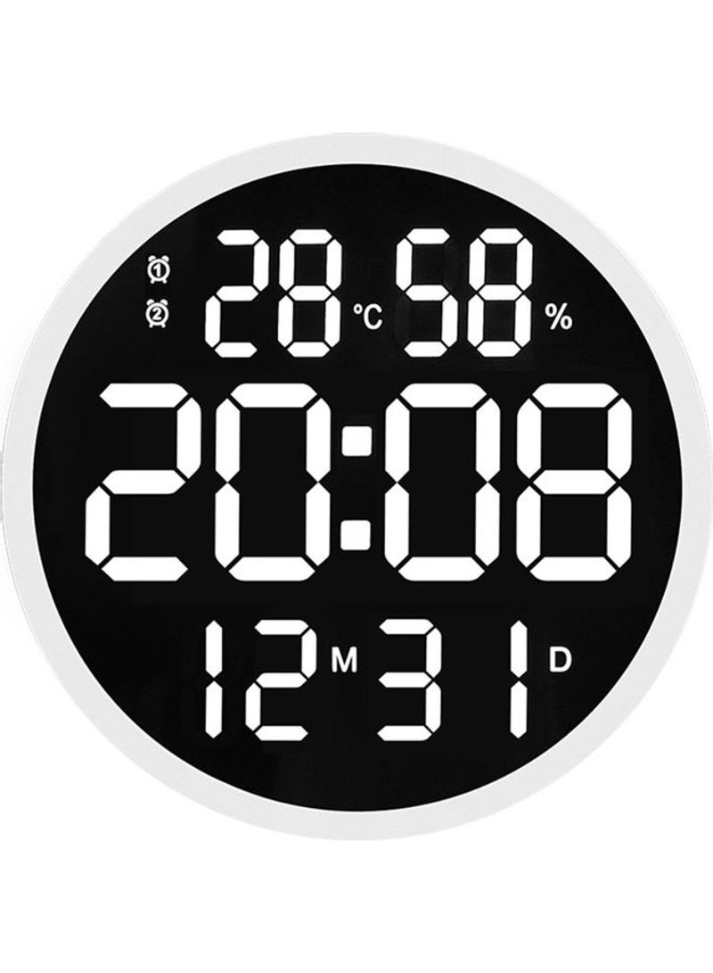 Digital Electronic Clock With Large Font Display White/Black