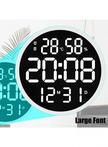Digital Electronic Clock With Large Font Display White/Black