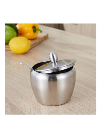 Stainless Steel Three Flavor Rotating Seasoning Pot Set Silver 21 x 20 x 17cm